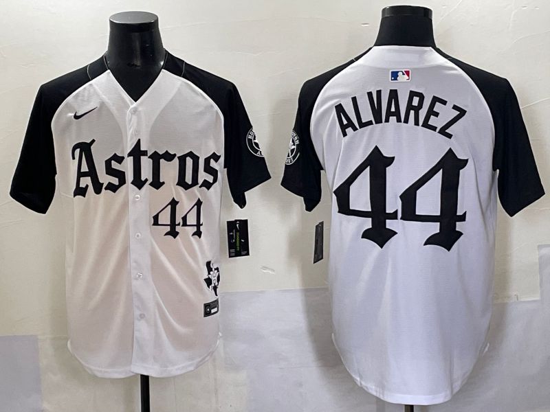 Men 2025 Houston Astros #44 Alvarez White Black Five generations Joint Name Nike MLB Jersey style 6->houston astros->MLB Jersey